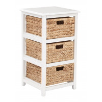 OSP Home Furnishings SBK4513A-WH Seabrook Three-Tier Storage Unit With White Finish and Natural Baskets